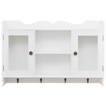 ZNTS White MDF Wall Cabinet Display Shelf Book/DVD/Glass Storage 242435