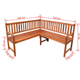ZNTS Garden Corner Bench 150 cm Solid Acacia Wood 41773