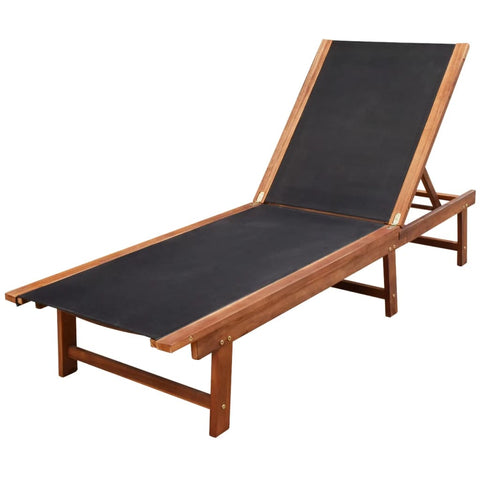 ZNTS Sun Lounger Solid Acacia Wood and Textilene 41745