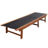ZNTS Sun Lounger with Table Solid Acacia Wood and Textilene 41746
