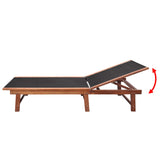 ZNTS Sun Lounger with Table Solid Acacia Wood and Textilene 41746