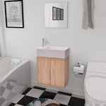 ZNTS Three Piece Bathroom Furniture and Basin Set Beige 272228