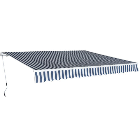 ZNTS Folding Awning Manual-Operated 400 cm Blue and White 42152