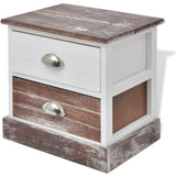 ZNTS Bedside Cabinet Brown and White 242884