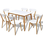 ZNTS Seven Piece Dining Set MDF and Brich Wood 242964