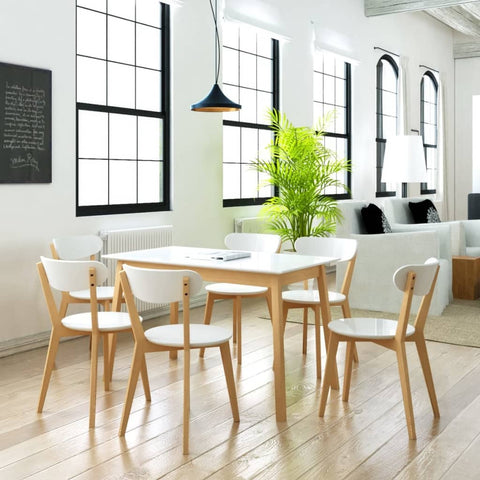 ZNTS Seven Piece Dining Set MDF and Brich Wood 242964