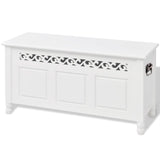 ZNTS Storage Bench Baroque Style MDF White 242646