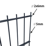 ZNTS 2D Garden Fence Panels & Posts 2008x830 mm 6 m Grey 272536