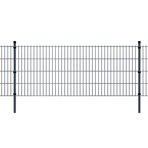 ZNTS 2D Garden Fence Panels & Posts 2008x830 mm 14 m Grey 272540