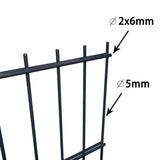 ZNTS 2D Garden Fence Panels & Posts 2008x830 mm 30 m Grey 272548