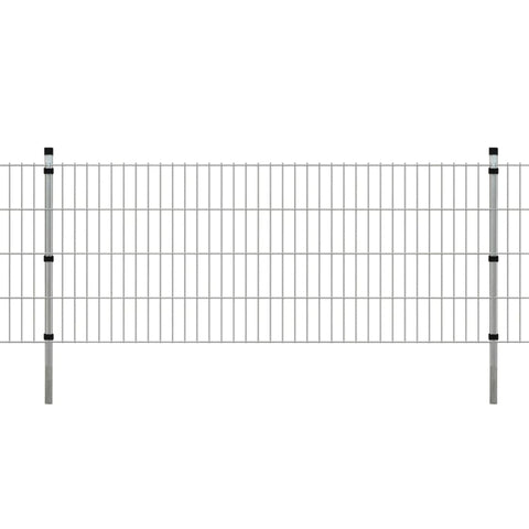 ZNTS 2D Garden Fence Panels & Posts 2008x830 mm 36 m Silver 272576