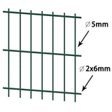 ZNTS 2D Garden Fence Panels & Posts 2008x1230 mm 6 m Green 272661