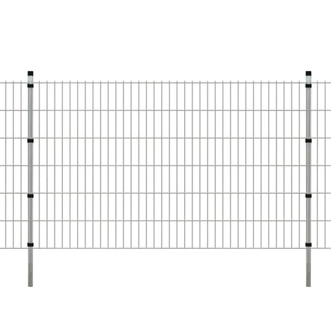ZNTS 2D Garden Fence Panels & Posts 2008x1230 mm 16 m Silver 272716