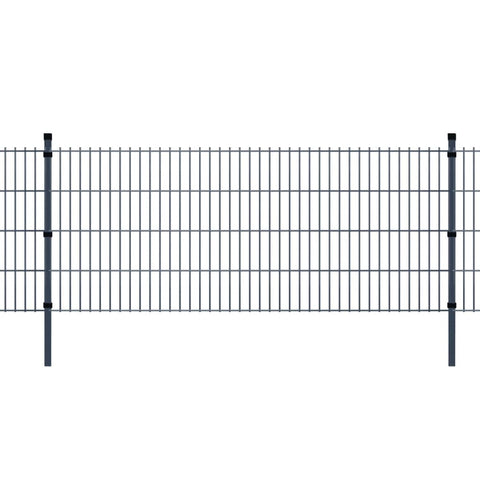 ZNTS 2D Garden Fence Panels & Posts 2008x1630 mm 18 m Grey 272842