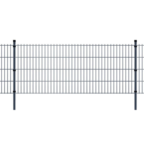 ZNTS 2D Garden Fence Panels & Posts 2008x1630 mm 36 m Grey 272851