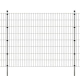 ZNTS 2D Garden Fence Panels & Posts 2008x1630 mm 4 m Silver 272860