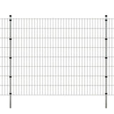ZNTS 2D Garden Fence Panels & Posts 2008x1630 mm 16 m Silver 272866
