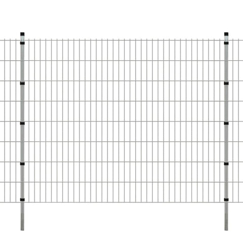ZNTS 2D Garden Fence Panels & Posts 2008x1630 mm 20 m Silver 272868