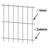 ZNTS 2D Garden Fence Panels & Posts 2008x1630 mm 26 m Silver 272871