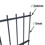 ZNTS 2D Garden Fence Panels & Posts 2008x1830 mm 12 m Grey 272914