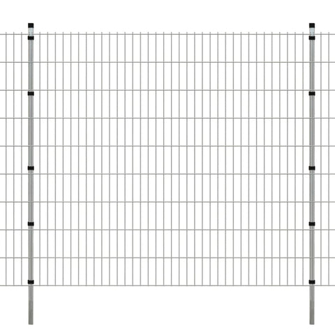 ZNTS 2D Garden Fence Panels & Posts 2008x1830 mm 4 m Silver 272935