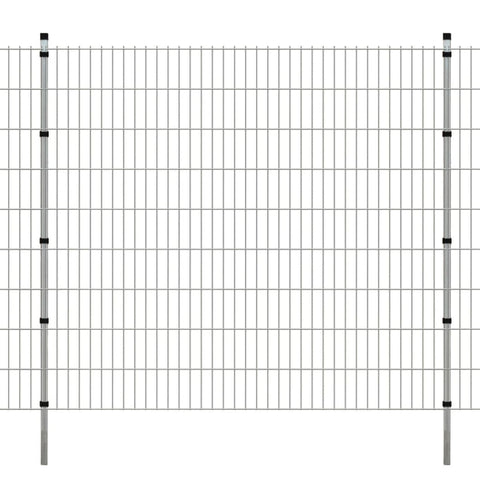 ZNTS 2D Garden Fence Panels & Posts 2008x1830 mm 20 m Silver 272943