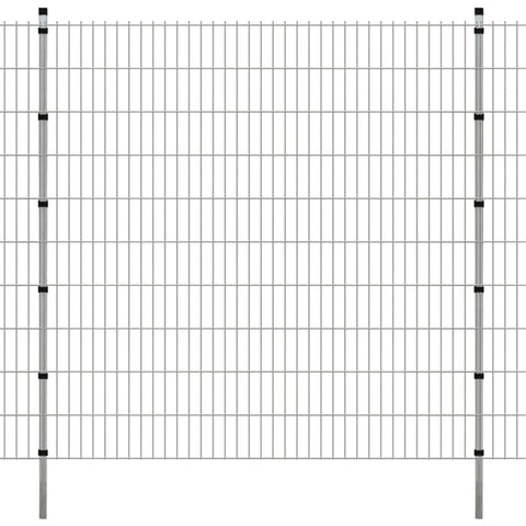 ZNTS 2D Garden Fence Panels & Posts 2008x2030 mm 18 m Silver 273017