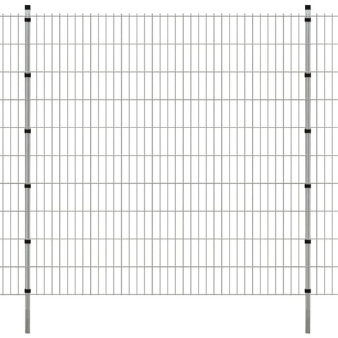ZNTS 2D Garden Fence Panels & Posts 2008x2030 mm 32 m Silver 273024