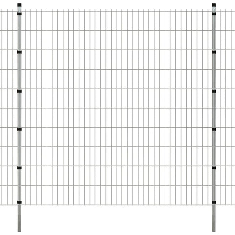 ZNTS 2D Garden Fence Panels & Posts 2008x2030 mm 42 m Silver 273029