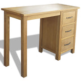 ZNTS Desk with 3 Drawers 106x40x75 cm Solid Oak Wood 242743