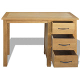 ZNTS Desk with 3 Drawers 106x40x75 cm Solid Oak Wood 242743