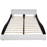 ZNTS Bed Frame Black & White Faux Leather 150x200 cm 5FT King Size 243217