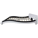 ZNTS Bed Frame Black & White Faux Leather 135x190 cm 4FT6 Double 243218