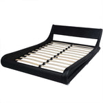 ZNTS Bed Frame Black Faux Leather 150x200 cm 5FT King Size 243225