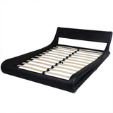 ZNTS Bed Frame Black Faux Leather 150x200 cm 5FT King Size 243225