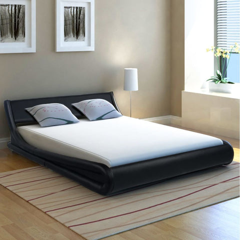 ZNTS Bed Frame Black Faux Leather 150x200 cm 5FT King Size 243225