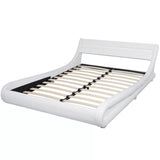 ZNTS Bed Frame with LED White Faux Leather 135x190 cm 4FT6 Double 243232
