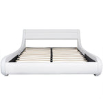 ZNTS Bed Frame with LED White Faux Leather 135x190 cm 4FT6 Double 243232