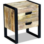 ZNTS Side Table with 2 Drawers Solid Mango Wood 43x33x51 cm 243298