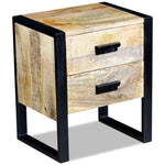 ZNTS Side Table with 2 Drawers Solid Mango Wood 43x33x51 cm 243298