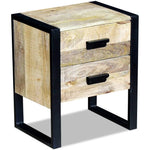 ZNTS Side Table with 2 Drawers Solid Mango Wood 43x33x51 cm 243298