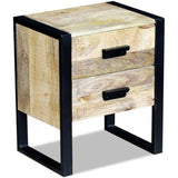 ZNTS Side Table with 2 Drawers Solid Mango Wood 43x33x51 cm 243298