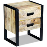 ZNTS Side Table with 2 Drawers Solid Mango Wood 43x33x51 cm 243298