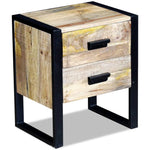 ZNTS Side Table with 2 Drawers Solid Mango Wood 43x33x51 cm 243298