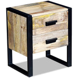 ZNTS Side Table with 2 Drawers Solid Mango Wood 43x33x51 cm 243298