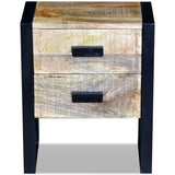 ZNTS Side Table with 2 Drawers Solid Mango Wood 43x33x51 cm 243298
