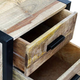 ZNTS Side Table with 2 Drawers Solid Mango Wood 43x33x51 cm 243298