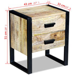 ZNTS Side Table with 2 Drawers Solid Mango Wood 43x33x51 cm 243298