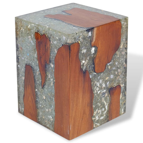 ZNTS Stool Solid Teak Wood and Resin 243468