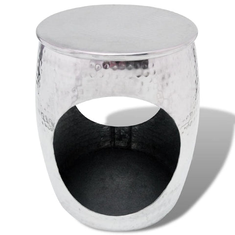 ZNTS Hocker/Side Table Barrel Shape Aluminium Silver 243504